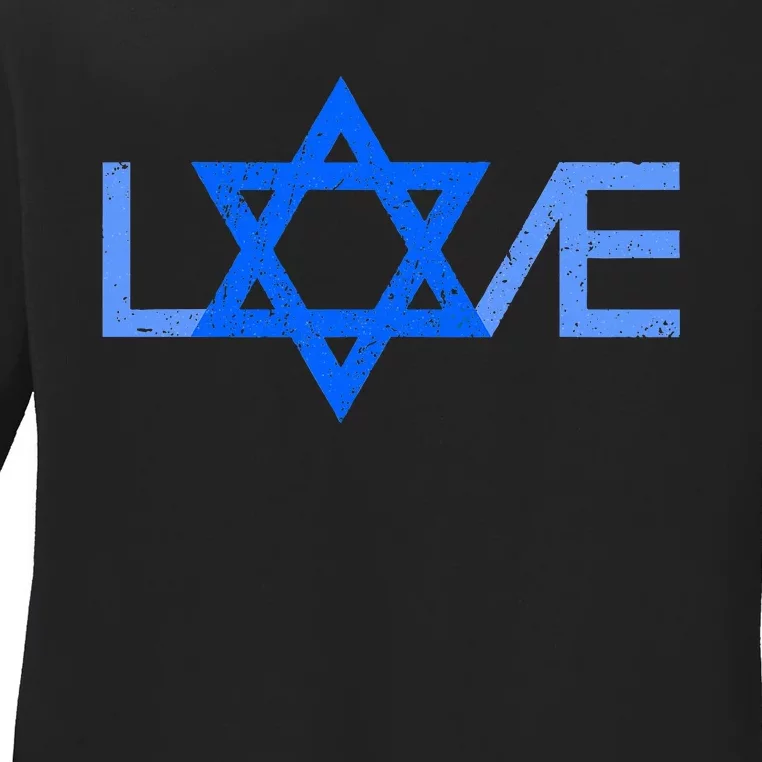 I Love Israel Jewish Star of David Gift for Jew Friend Ladies Long Sleeve Shirt