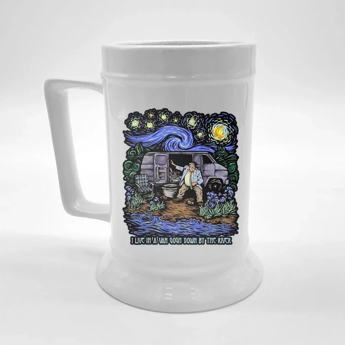 I Live In A Gogh Down By The River Front & Back Beer Stein