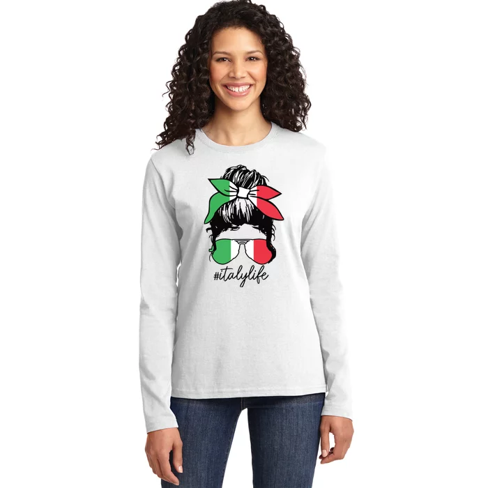 Italy Life Italian Flag Pride Girl Cute Ladies Long Sleeve Shirt