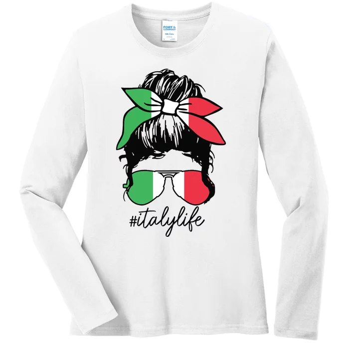 Italy Life Italian Flag Pride Girl Cute Ladies Long Sleeve Shirt