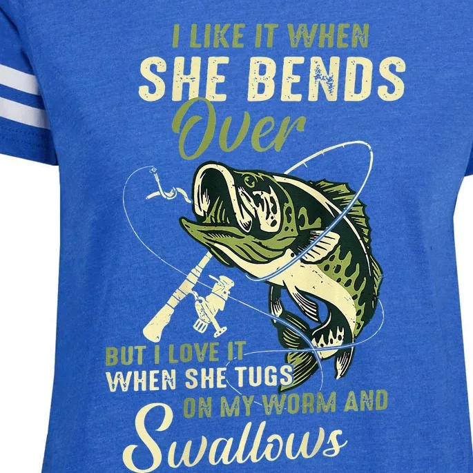 I Like It When She Bends Over But I Love It Enza Ladies Jersey Football T-Shirt