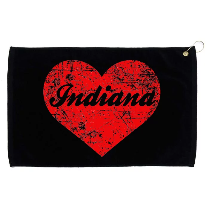 I Love Indiana Heart State Pride Region Midwest Gift Grommeted Golf Towel