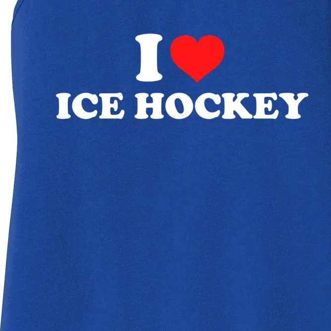 I Love Ice Hockey Gift Women's Racerback Tank