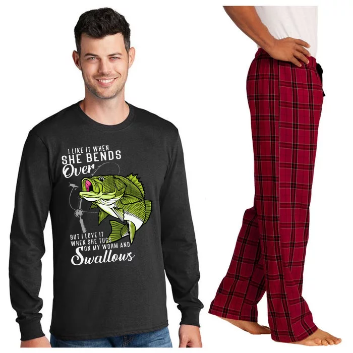 I Like It When She Bends Over Funny Fishing Fathers Day Long Sleeve Pajama Set