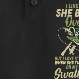 I Like It When She Bends Over Fishing Gifts Father's Day Dry Zone Grid Performance Polo