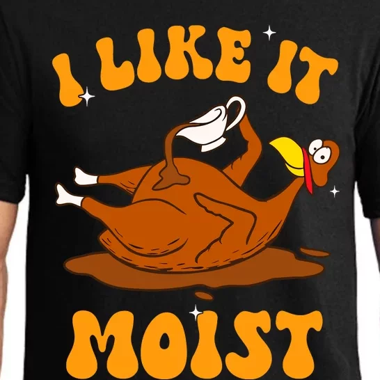 I Like It Moist Turkey Retro Groovy Thanksgiving Food Pajama Set