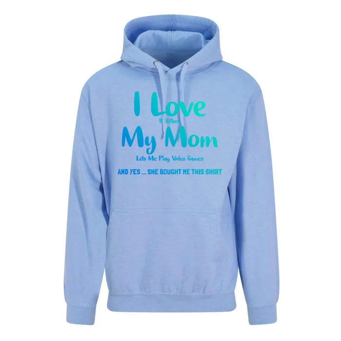 I Love It When My Mom Lets Me Play Video Game Gamers Gift Unisex Surf Hoodie