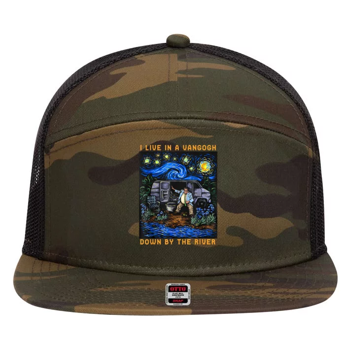 I Live In A Vangogh Downby The River 7 Panel Mesh Trucker Snapback Hat