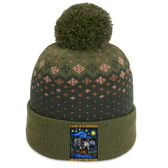 I Live In A Vangogh Downby The River The Baniff Cuffed Pom Beanie