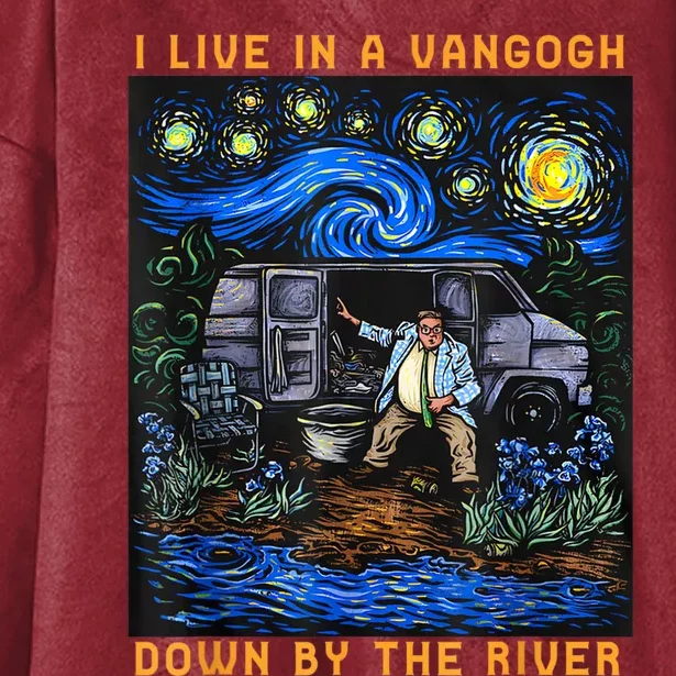 I Live In A Vangogh Downby The River Hooded Wearable Blanket