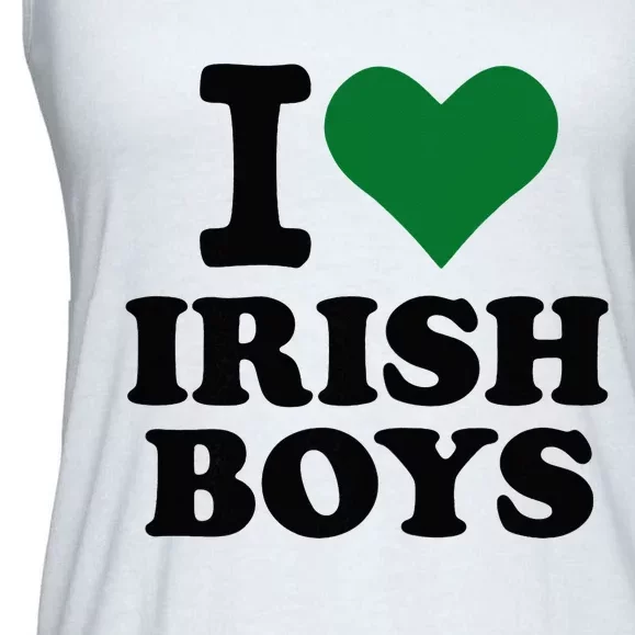 I Love Irish Funny St Patrick's Day Heart Shamrock Ladies Essential Flowy Tank