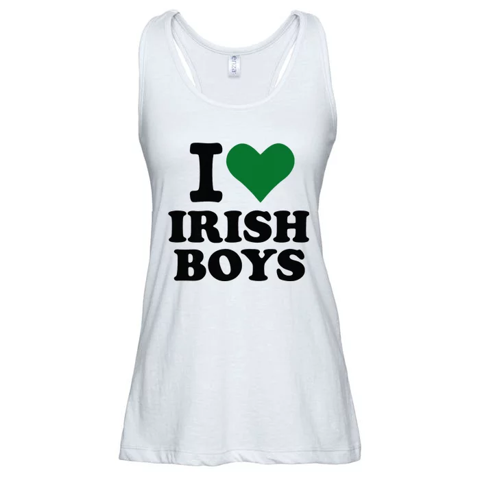 I Love Irish Funny St Patrick's Day Heart Shamrock Ladies Essential Flowy Tank