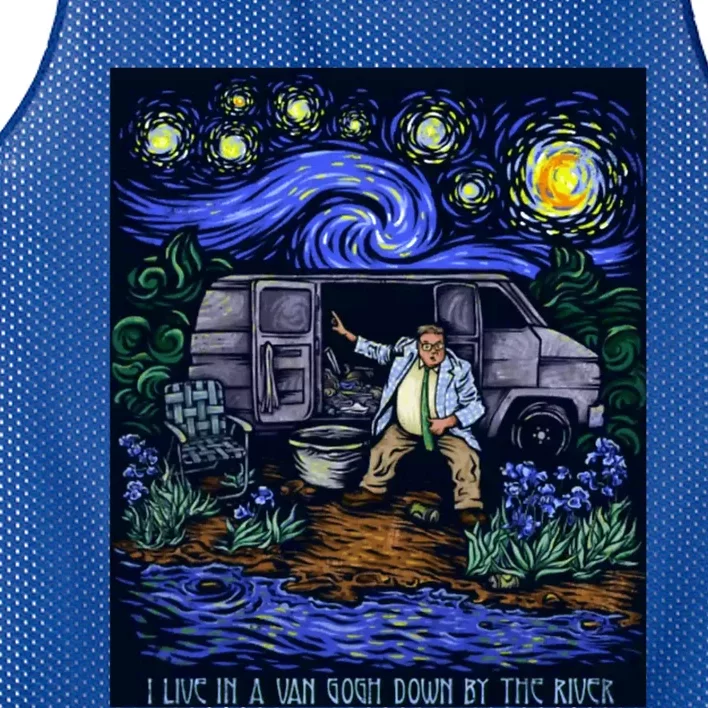 I Live In A Van Gogh Down By The River Mesh Reversible Basketball Jersey Tank