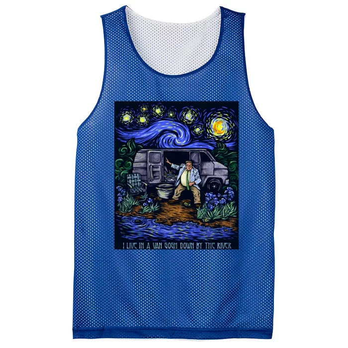 I Live In A Van Gogh Down By The River Mesh Reversible Basketball Jersey Tank