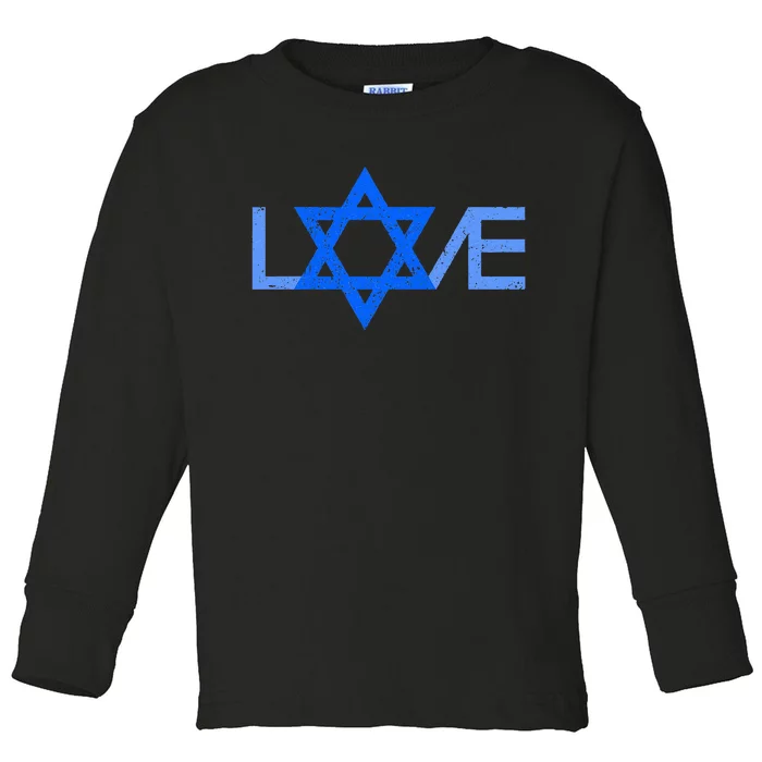 I Love Israel Jewish Star Of David Gift For Jew Friend Toddler Long Sleeve Shirt