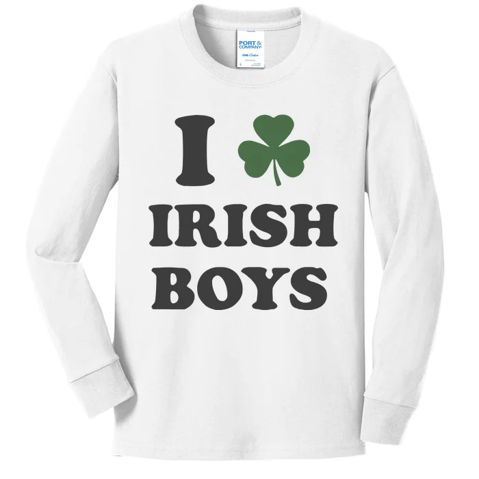 I Love Irish Boy St Patricks Day Kids Long Sleeve Shirt