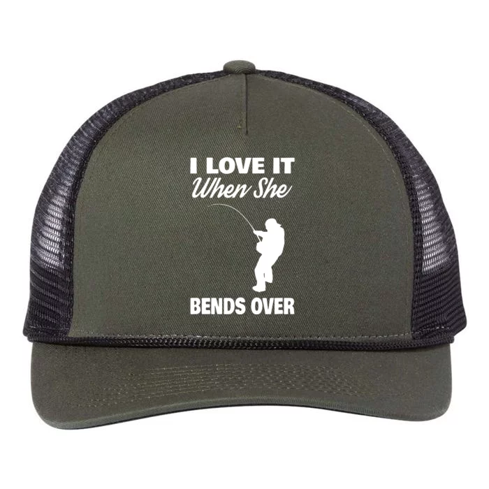 I Love It When She Bends Over Novelty Fishing Retro Rope Trucker Hat Cap