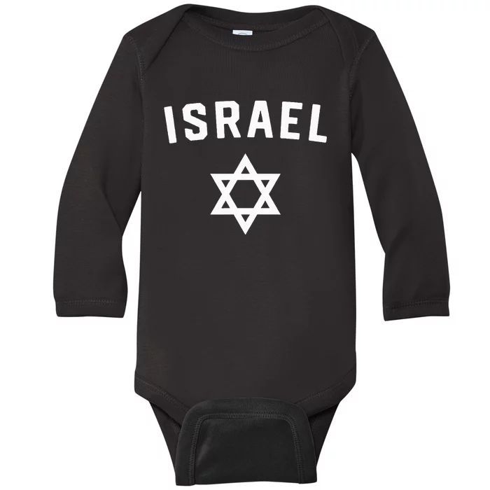 I Love Israel Minimalist Israeli Flag Baby Long Sleeve Bodysuit