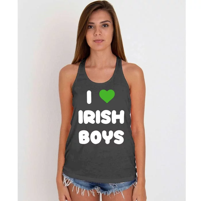 I Love Irish Funny St Patricks Day Heart Shamrock Women's Knotted Racerback Tank