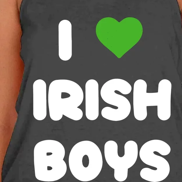 I Love Irish Funny St Patricks Day Heart Shamrock Women's Knotted Racerback Tank