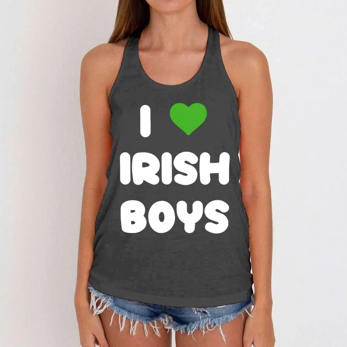 I Love Irish Funny St Patricks Day Heart Shamrock Women's Knotted Racerback Tank