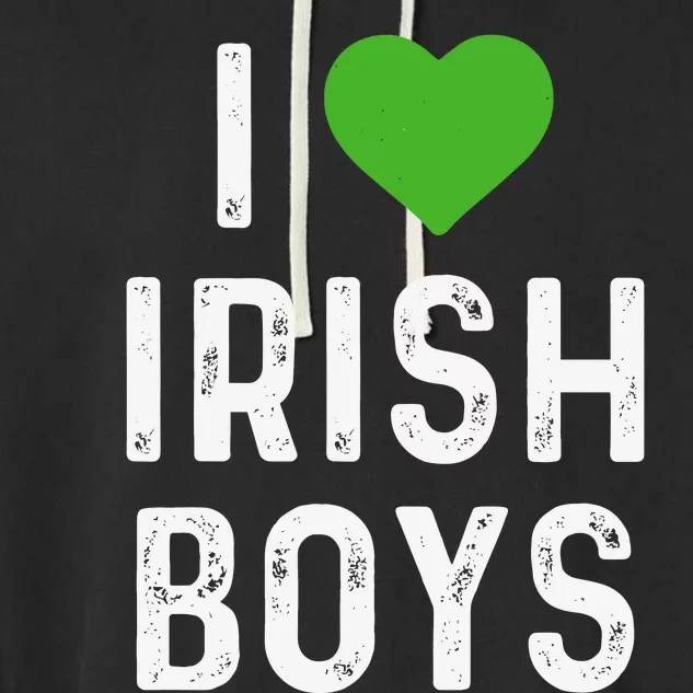 I Love Irish Funny St PatrickS Day Heart Shamrock Garment-Dyed Fleece Hoodie