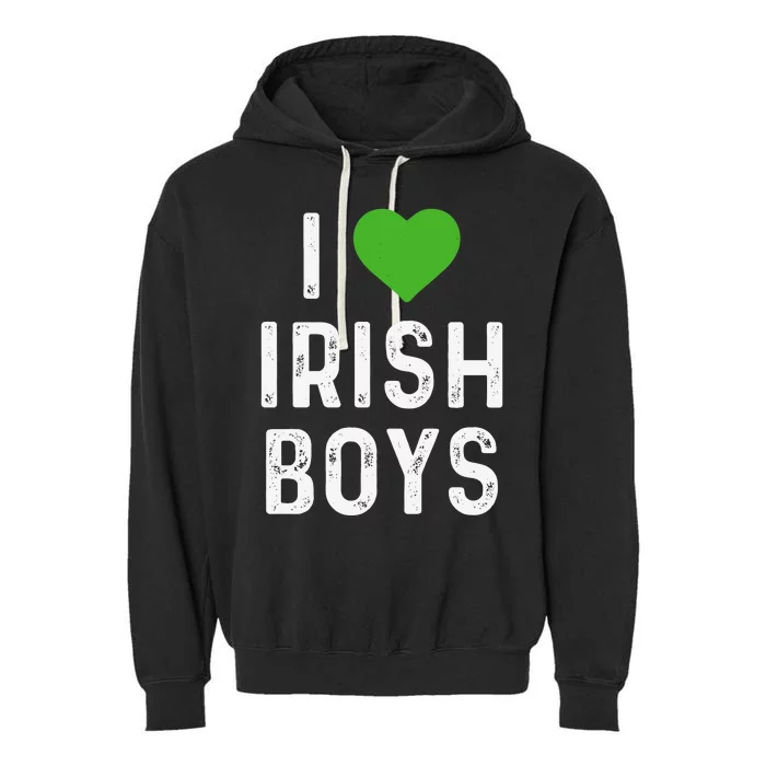 I Love Irish Funny St PatrickS Day Heart Shamrock Garment-Dyed Fleece Hoodie