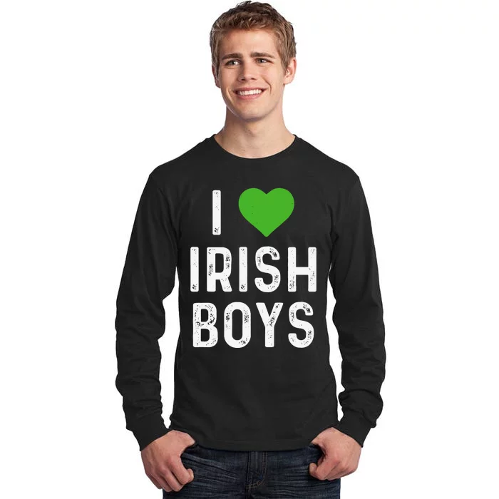 I Love Irish Funny St PatrickS Day Heart Shamrock Tall Long Sleeve T-Shirt