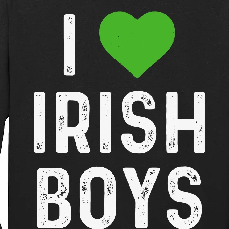 I Love Irish Funny St PatrickS Day Heart Shamrock Tall Long Sleeve T-Shirt