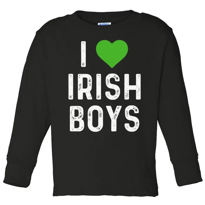 I Love Irish Funny St PatrickS Day Heart Shamrock Toddler Long Sleeve Shirt