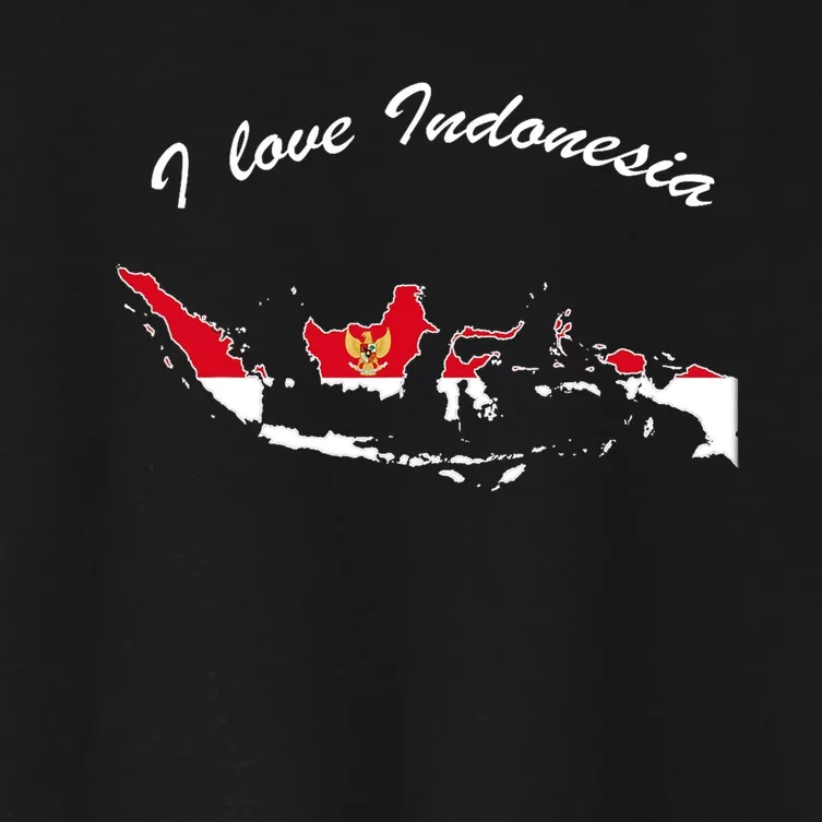 I Love Indonesia Lettering With Country Border Indonesia Women's Crop Top Tee