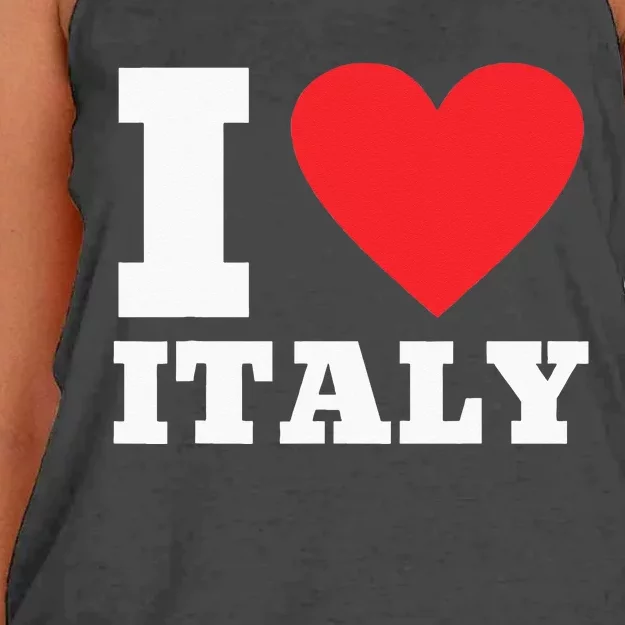 I Love Italy I Heart Italy Family Travel Italy Flag Women's Knotted Racerback Tank