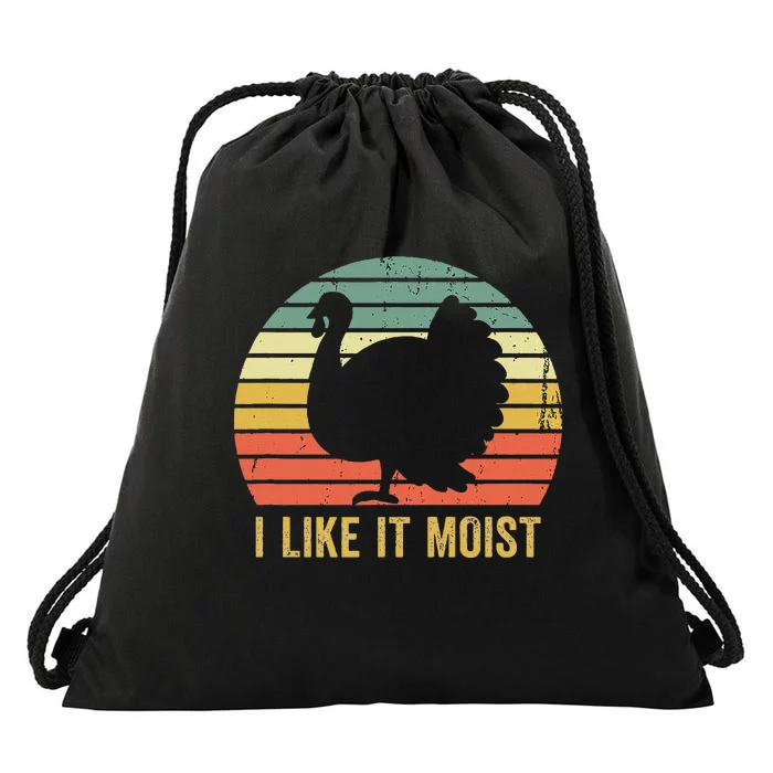 I Like It Moist Funny Thanksgiving Turkey Trot Vintage Drawstring Bag