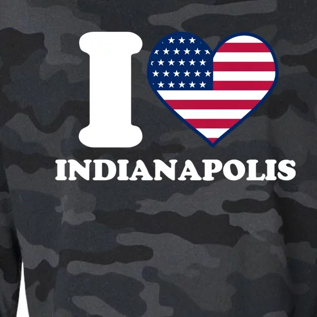 I Love Indianapolis I Heart Indianapolis Gift Cropped Pullover Crew