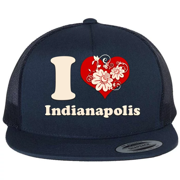 I Love Indianapolis Indiana Floral Meaningful Gift Flat Bill Trucker Hat