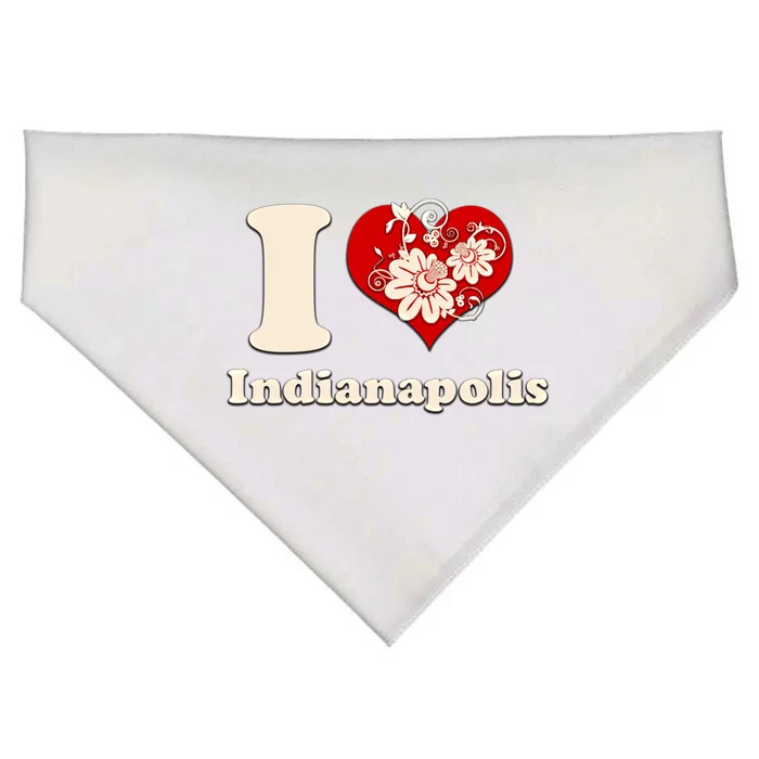 I Love Indianapolis Indiana Floral Meaningful Gift USA-Made Doggie Bandana