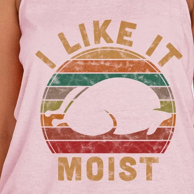 I Like It Moist Thanksgiving Pilgrim Costume Turkey Day Gift Women's Knotted Racerback Tank