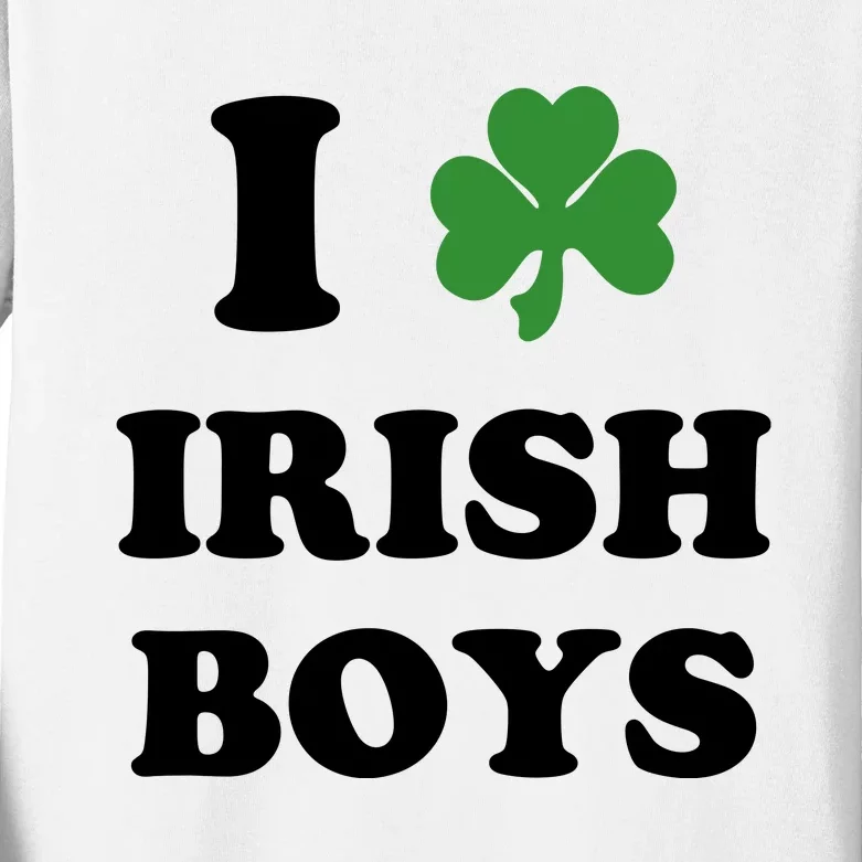 I Love Irish Boy St. Paddy Baby Ireland Hamrock Baby Funny St. Patricks Day Kids Long Sleeve Shirt