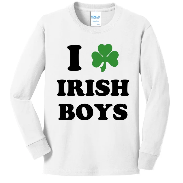 I Love Irish Boy St. Paddy Baby Ireland Hamrock Baby Funny St. Patricks Day Kids Long Sleeve Shirt