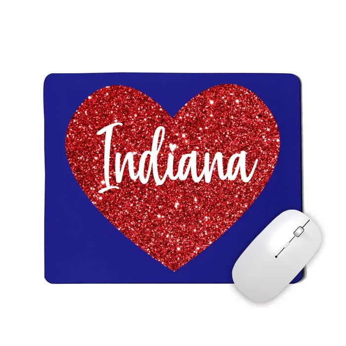 I Love Indiana Usa Red Heart Gift Mousepad