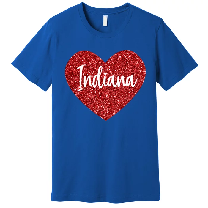 I Love Indiana Usa Red Heart Gift Premium T-Shirt