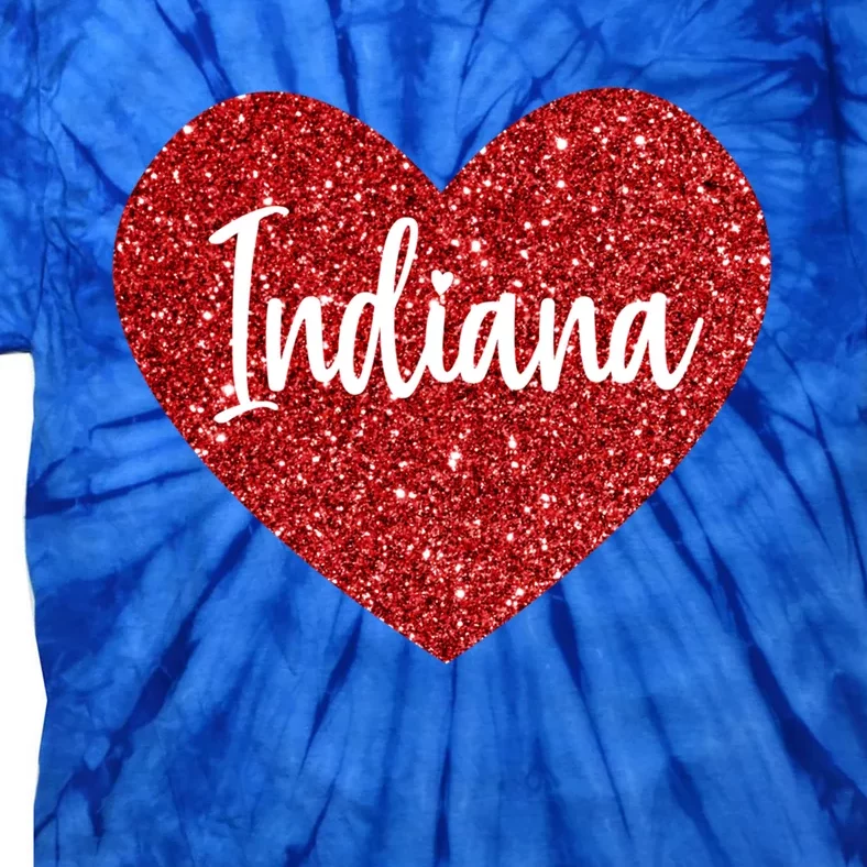 I Love Indiana Usa Red Heart Gift Tie-Dye T-Shirt