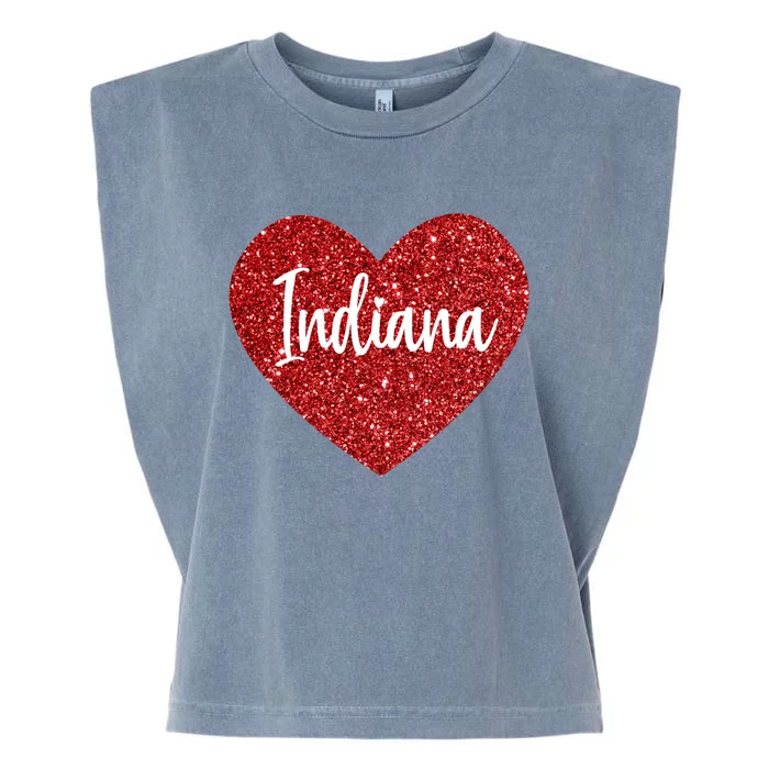 I Love Indiana Usa Red Heart Gift Garment-Dyed Women's Muscle Tee