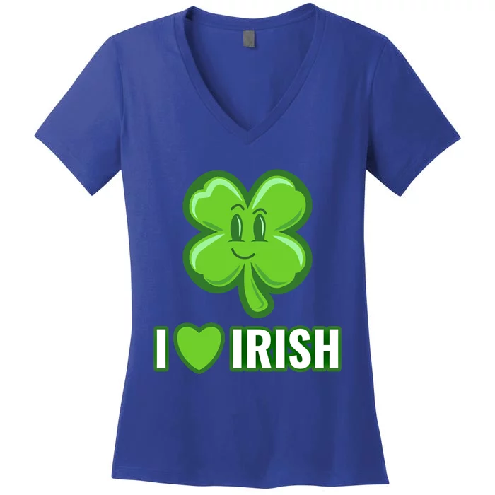 I Love Irish Lucky Clover Gift Women's V-Neck T-Shirt