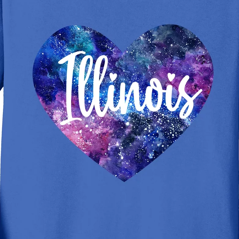 I Love Illinois Usa Cute Gift Kids Long Sleeve Shirt