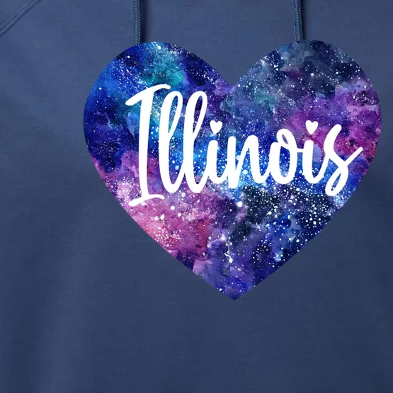 I Love Illinois Usa Cute Gift Performance Fleece Hoodie