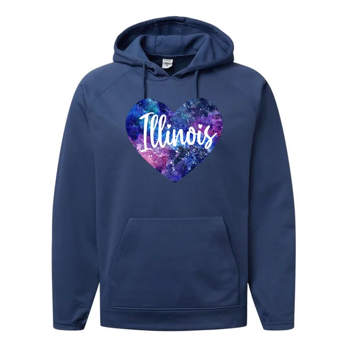 I Love Illinois Usa Cute Gift Performance Fleece Hoodie