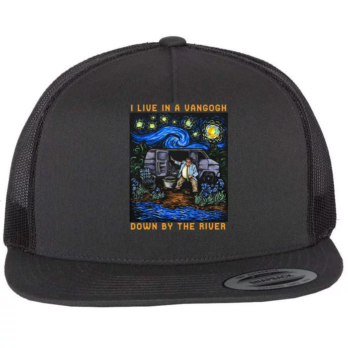 I Live In A Van Gogh Downby The River Flat Bill Trucker Hat