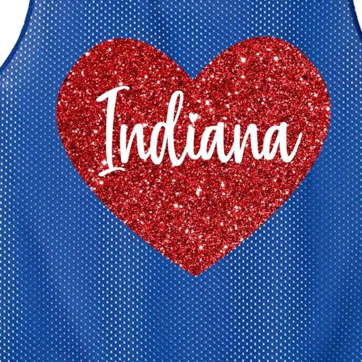 I Love Indiana Usa Red Heart Gift Mesh Reversible Basketball Jersey Tank