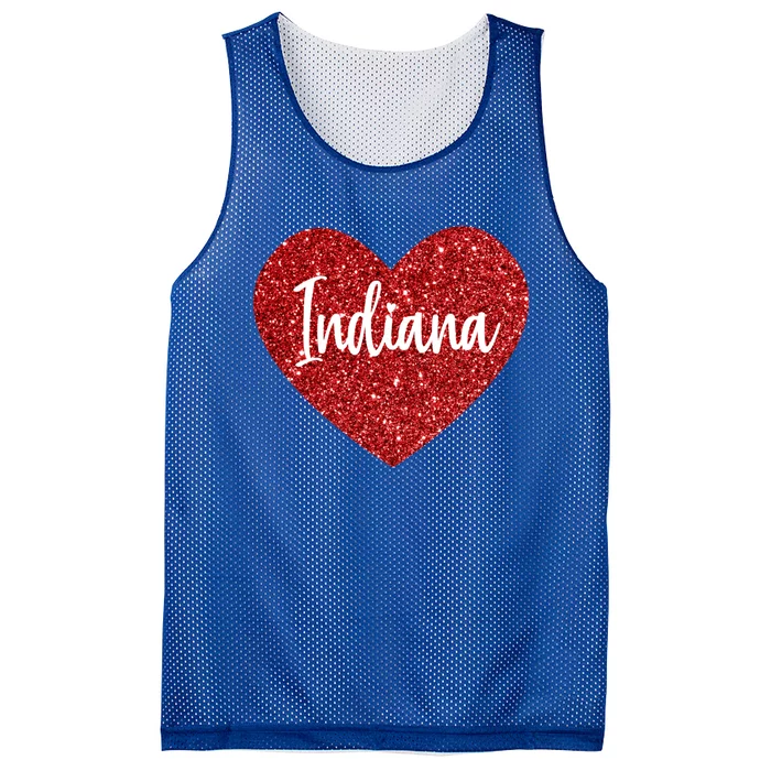 I Love Indiana Usa Red Heart Gift Mesh Reversible Basketball Jersey Tank